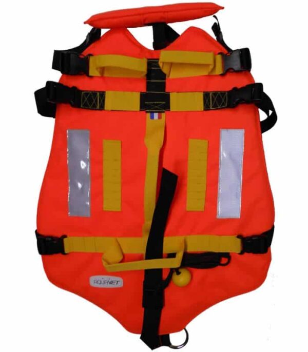 GILET-HARNAIS FLOTTANT PROFESSIONNEL DE SÉCURITÉ ET D'INTERVENTION POUR CHIENS.
